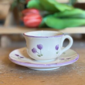 Tazzina PRIMAVERA viola "Sii felice"