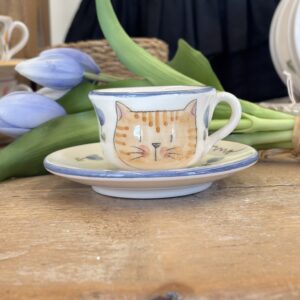 Tazzina con piattino gatto "buongiorno"