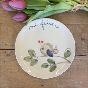 Piatto uccellino "sii felice"
