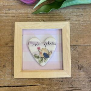 Quadretto "Sii felice" righe rosa