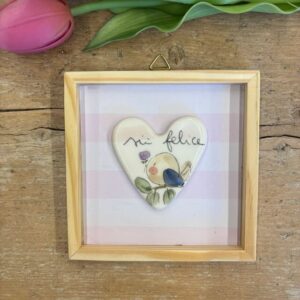 Quadretto "Sii felice" righe rosa