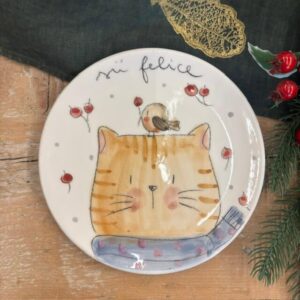 Piatto gatto "sii felice"