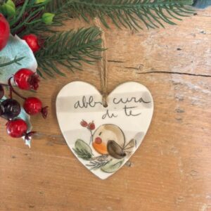 Cuore uccellino "abbi cura di te"